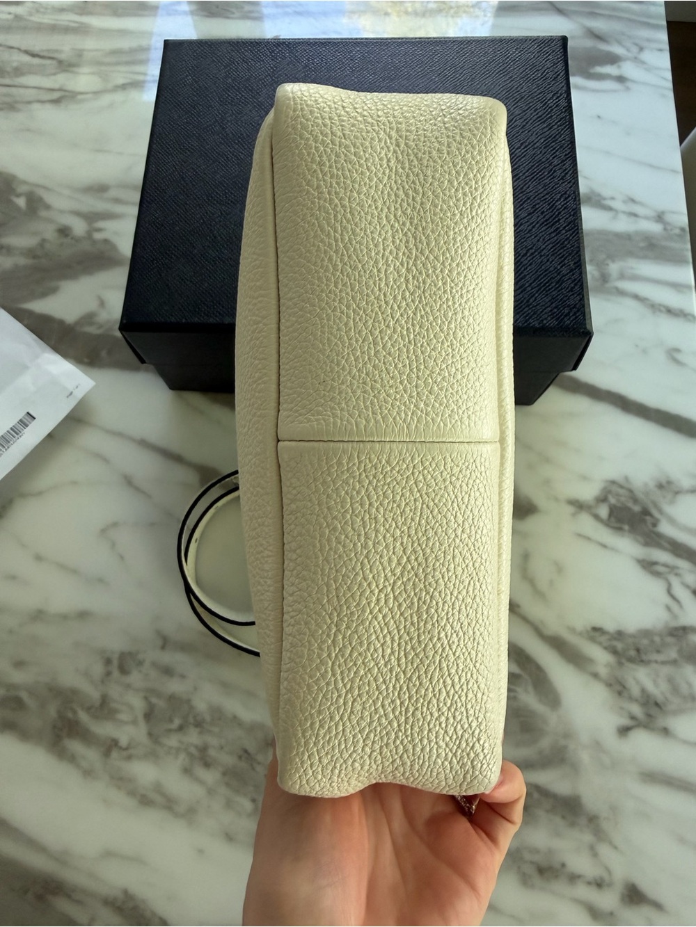 Prada Soft White Leather Crossbody Bag with Logo and Adjustable Leather strap - Picture 7 of 14